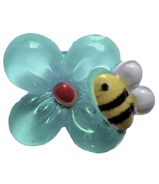 Extra Blue Bee flower frame charm