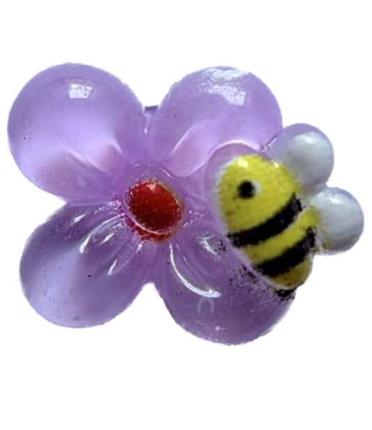 Extra Purple bee flower frame charm