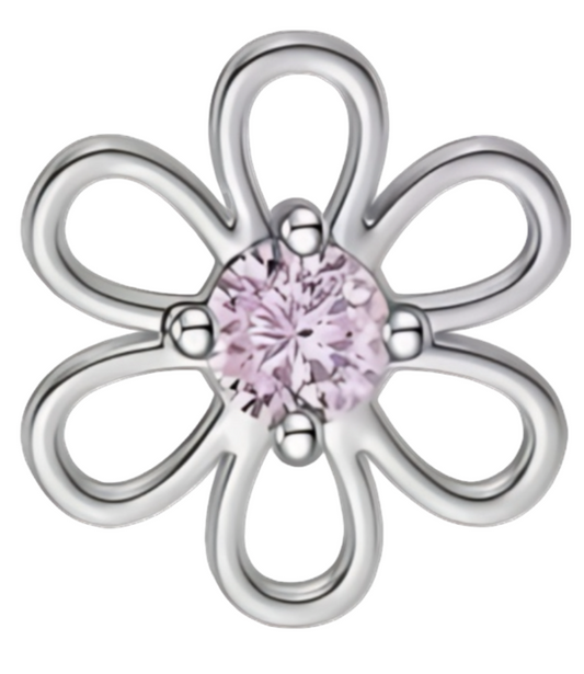 Extra Mini flower with pink center frame charm