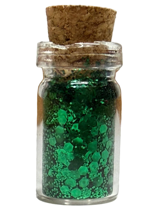 Tiny Green Glitter Bottle